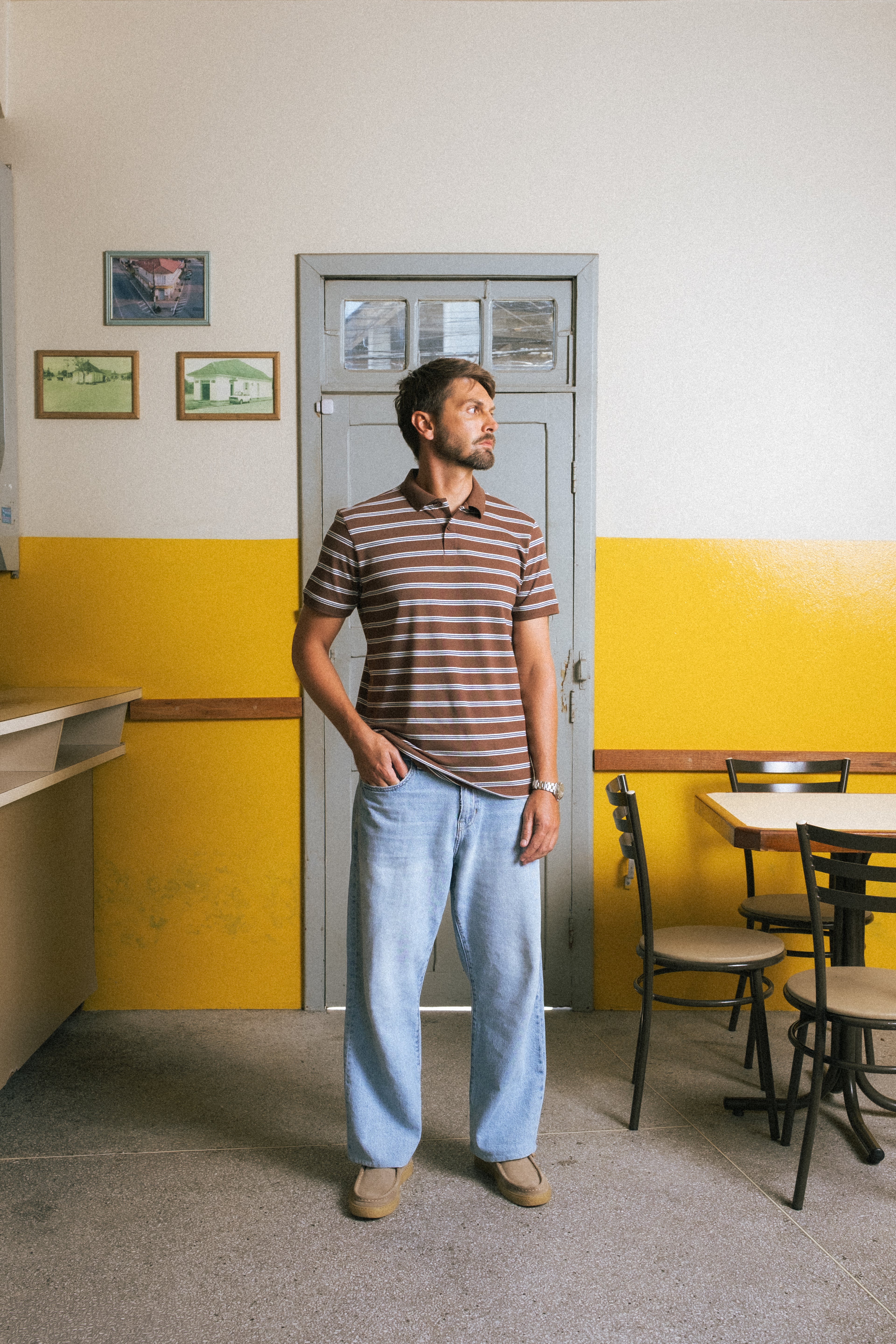 Polo Slim Fit Linear - Café