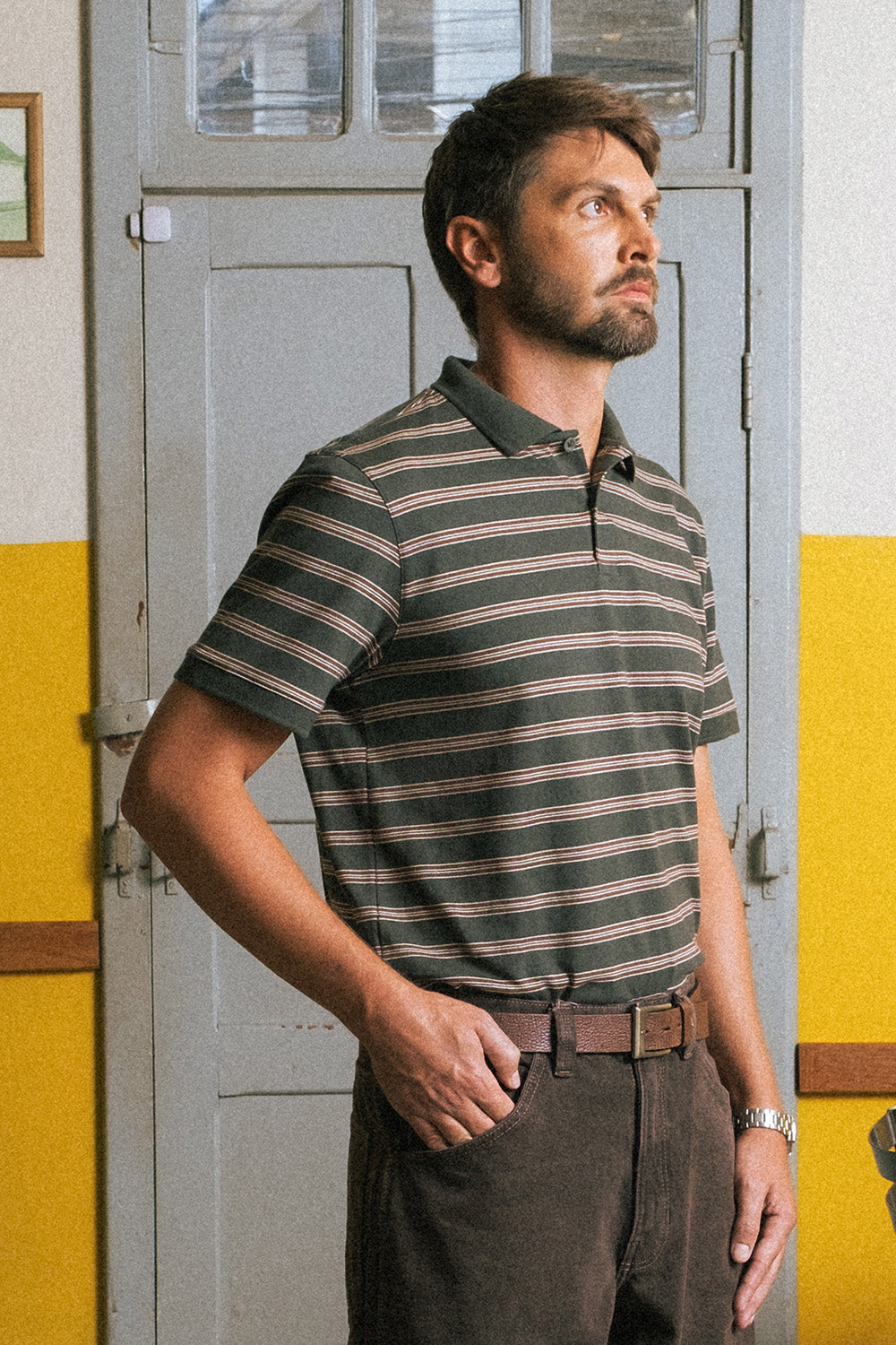 Polo Slim Fit Linear - Oliva